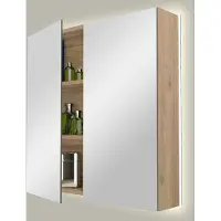 Storke Reflecta spiegelkast 65 x 75 cm ruwe eik met spiegelverlichting