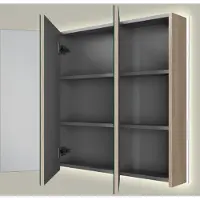 Linie Montro spiegelkast 100 x 75 cm lichte eik met spiegelverlichting