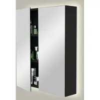 Storke Reflecta spiegelkast 65 x 75 cm mat zwart met spiegelverlichting