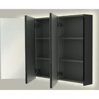 Linie Montro spiegelkast 120 x 75 cm mat zwart met spiegelverlichting