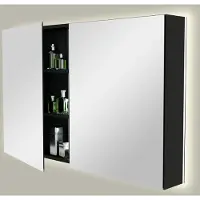 Storke Reflecta spiegelkast 120 x 75 cm mat zwart met spiegelverlichting