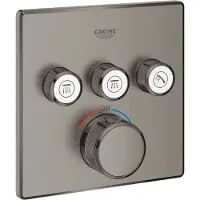 GROHE Inbouwkraan Grohtherm Smart Control Thermostaatkraan met 3-weg Omstelling Vierkant Hard Graphite Geborsteld
