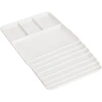 Excellent houseware Gourmetbord - 8x - 4 vakjes - vierkant - wit - porselein - D25 cm - Fonduebord/barbecue bord