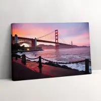 Wallfluent Foto Op Canvas Uitzicht op de Golden Gate Bridge - 30 x 20 cm - Roze Canvas Schilderij - Fotografie Foto Canvas - Natuur Schilderij Op Doek - Fotografie Schilderij Op Canvas