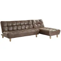 Vente-unique Aanpasbare bedbank van gerijpte microvezel ESTEBAN - chocolade vintage
