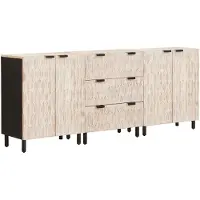 vidaXL Dressoir 3 st 60 x 33 x 75 cm Massief Mango Hout