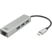 ACT USB-C 3-poorts hub met ethernet
