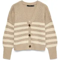 Vero Moda Gebreid vest 'VMLEA' ecru / taupe