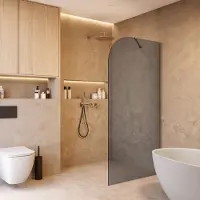 Saniclear Dawn afgeronde inloopdouche 80cm geborsteld koper met rookglas