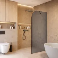 Saniclear Dawn afgeronde inloopdouche 100cm RVS met rookglas