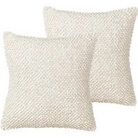 Beliani JOARA - Sierkussen set van 2 - Lichtbeige - Katoen