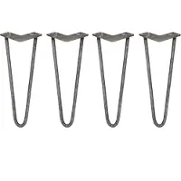 Monster 4 x 35,5cm Hairpin retro pootjes tafelpoten pinpoten - 2 staven - 12mm - ruw staal