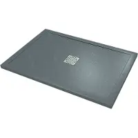 Linie Lido douchebak 120 x 80 cm composietmarmer donkergrijs leisteenstructuur