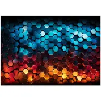 WALLARENA - Fotobehang - 300x210 cm - Jeugd fototapete met 3D hexagons voor jongens