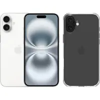 Apple iPhone 16 Plus 256GB Wit + BlueBuilt Protective Back Cover Transparant
