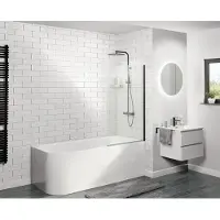 Linie Milos enkele badwand 85 cm met mat zwarte profiel