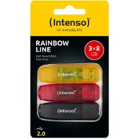 Intenso 3-pak Rainbow Line Type-A USB-stick 8GB Met beschermkap, tot 28 MB/s, USB 2.0