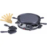 Blaupunkt MEN00806 Gourmetset - Grillplaat - Non-Stick Grillplaat - Inclusief 6 Pannetjes & Houten Spatels - Zwart
