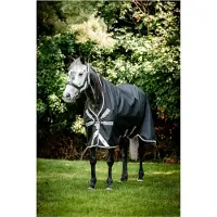Horseware Bravo 12 Wug Lite Uitloopdeken 0g - Zwart/Titanium Grijs & Zilver, 72"/6'0"