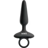 ANOS - vibrerende buttplug met handvat - siliconen - zwart