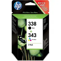 HP 338+343 (SD449EE) Inktcartridge Zwart + 3 kleuren Multipack