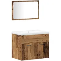 vidaXL Badkamermeubel Set 3 st Oud Hout Bewerkt hout