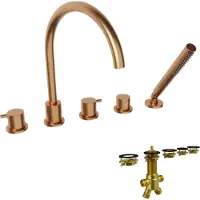 Blaufoss Round 5-gats Badrandkraan Brushed Rosegold Incl. handdoucheset