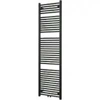 VIPERA Kanza enkele handdoekradiator 50 x 180 cm centrale verwarming mat zwart zij- en middenaansluiting 1068W