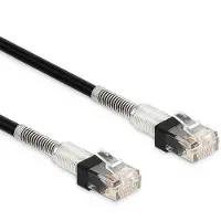 DeLOCK RJ45 Network Cable with double bend protection Cat.6A UTP Slim 1 m black