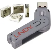 Lindy USB Port Lock + Key USB-A-poortslot Set van 4 stuks Wit Sleutelslot Incl. 1 sleutel