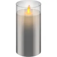 Goobay LED kaars van echte was in een glas, 7,5 x 15 cm - mooie en veilige verlichtingsoplossing voo