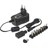 Allteq Universele AC/DC adapter 3–12 V – 300 mA – Verwisselbare pluggen