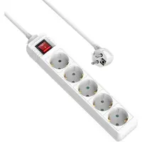 Allteq Stekkerdoos - 5-voudig - 1x Type E/F male naar 5x Type F female - Tot