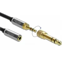 DeLOCK Premium 3,5mm Jack stereo audio verlengkabel met schroefbare 6,35mm Jack adapter / zwart - 1 meter