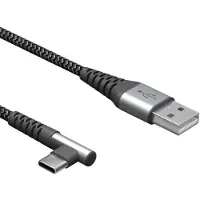 Goobay USB-C haaks (links/rechts) naar USB-A kabel - USB2.0 - tot 3A / nylon - 1 meter