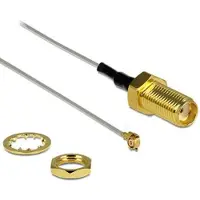 DeLOCK MHF II (v) - SMA (v) kabel - Micro Coax (0,81 mm) - 50 Ohm / grijs - 0,20 meter