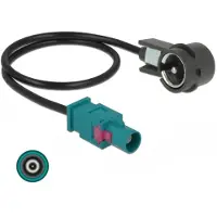 DeLOCK Fakra Z (m) - ISO (m) auto antenne adapter kabel - RG174 - 50 Ohm / zwart - 0,30 meter