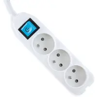 Perel Stekkerdoos met schakelaar en kabelbox, 3 stopcontacten met penaarde (type E), kabel 1.5 m, 3G1.5, wit