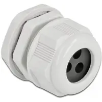 DeLOCK Cable Gland PG21 for round cable with three cable entries grey 2 pieces