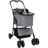 vidaXL Opvouwbare Huisdier Kinderwagen Grijs 81 x 47 x 99 cm Polyester