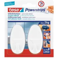 TESA Decoratie-haak | 58013 | maat L (70x37 mm) ovaal wit | 2 haak/4 strips | 6 stuks - 58013-00049-01 58013-00049-01