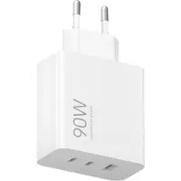 Xiaomi 90W HyperCharge Power Adapter - 3-Port Oplader - 90W Snelladen - USB-C Power Delivery - USB-A Poort - EU Stekker - Geschikt voor Smartphones en Laptops - Compact en Duurzaam Ontwerp