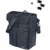 Basil Move - Fietsschoudertas MIK Studs - 15 Liter - Incl. regenhoes - Gerecycled materiaal - Zwart