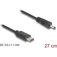 DeLOCK USB-C - DC plug kabel | 3,0 x 1,0mm | kabel | max. 5V/0,7A (3,5W) | zwart | 0,25 meter