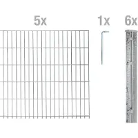 Alberts dubbel gaashekwerk als complete afrasteringsset (12 stuks) thermisch verzinkt Hoogte 2,43 m Lengte 12,5 m