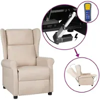 vidaXL Fauteuil verstelbaar elektrisch stof crèmekleurig