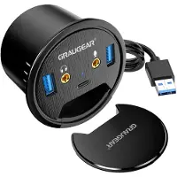 Graugear G-THUB-AU-60 G-THUB-AU-60 USB-hub 2 poorten USB-A USB 3.0 5 GBit/s Met audiopoorten Zwart