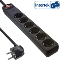 InLine contactdoos, 6-voudig aardingscontact, met ÜSS, zwart