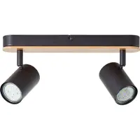 Brilliant Plafondlamp Niels zwart met hout