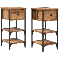 vidaXL Nachtkastje 2 st Bruin 33,5 x 36 x 70 cm Geconstrueerd hout